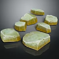 Multiple Green Stone Blocks With Irregular Shapes And Natural Texture On Black Background 3d model