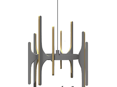 Modern Geometric Metal Chandelier With Gold And Gray Lines For Interior Decor 3d model
