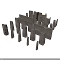 Ancient Architecture Ruins With Irregularly Arranged Gray Stone Walls And Columns