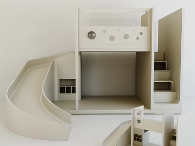 Modern Children's Bed with Slide Stairs and Safe Design for Kids Room 3d model