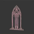 Gothic Architectural Arch Window With Intricate Carvings And Pointed Top Design