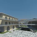Modern Hotel Complex Featuring Multiple Buildings Open Courtyard And Landscaped Gardens 3d model