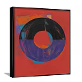 Abstract Painting With Vibrant Red Background Black Circle And Purple Section 3d model