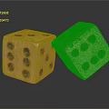 Detailed View Of Two Wooden Dice With Black Dots On Reflective Surface