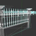 Outdoor Decorative Fence With Concrete Pillars And Metal Spiked Railings