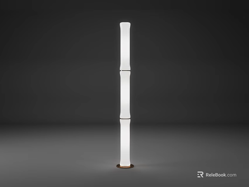 Modern Minimalist Floor Lamp With Tall White Cylindrical Column And Metal Base 3d model 