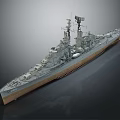 Detailed Warship Model With Gray Hull Wooden Deck Turrets And Antenna Structure