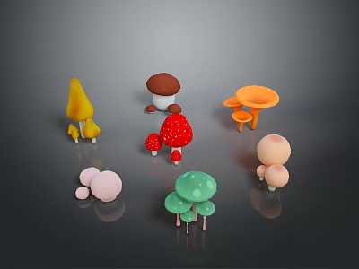 Vibrant Assorted Mushrooms With Colorful Hues Various Shapes and Sizes for Food Decoration 3d model