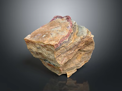 Natural Wood Stone Block With Layered Texture Brown Red Tones And Rough Surface 3d model