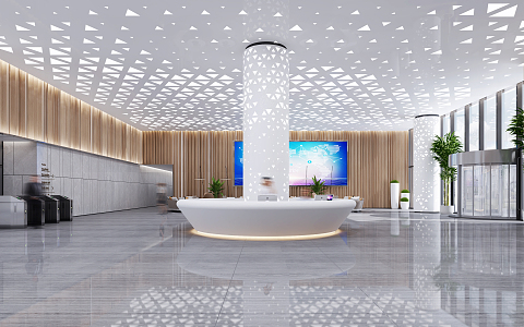 Modern Hall Office Lobby 3d model