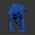 Blue Wolf Like Creature 3D Rendered Model With Spiked Fur And Detailed Design 3d model