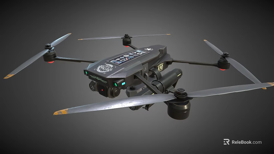 High Tech Drone Quadcopter Equipment With Camera And Propeller Design 3d model 