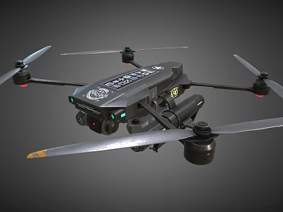 High Tech Drone Quadcopter Equipment With Camera And Propeller Design 3d model