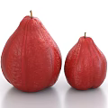 Two Fresh Red Wax Apples of Different Sizes Displayed on White Background
