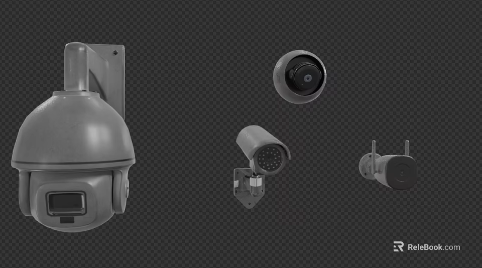 Different Types Of Security Surveillance Cameras Including Dome And Bullet Models 3d model 