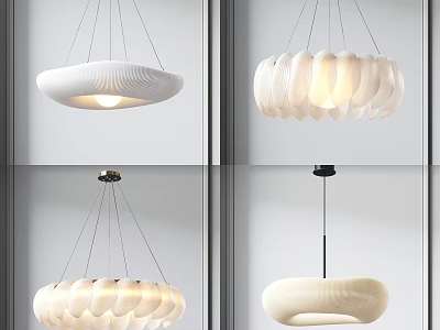 Modern Elegant Feather Shaped Round White Chandeliers For Home Interior Decor 3d model