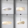 Modern Elegant Feather Shaped Round White Chandeliers For Home Interior Decor