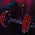 Essential Fitness Equipment Including Red Dumbbells Water Bottle And Yoga Mat