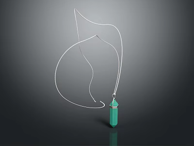 Elegant Jewelry Ornament Set Featuring Green Pendant White Curved Chain And Shiny Finish 3d model