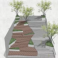 Residential Landscape Design Featuring Terraced Steps Green Trees And Lawn Areas