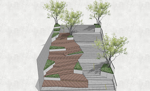 Modern Steps Residential District Landscape Platform Step Landscape 3d model