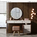 Modern Dressing Table Dressing Table Combination Dressing Stool Ornaments Chandelier 3d model
