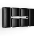 Stylish Modern Wall Mounted Wooden Shelf With Multiple Square Compartments 3d model