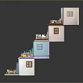 Colorful Cartoon Scene Featuring Multiple Hexagonal Room Models With Various Layouts Furniture And Decorations