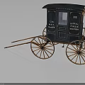 Classic Antique US Mail Carriage With Green Exterior And Large Wooden Wheels
