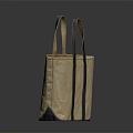 Beige Canvas Tote Bag With Dark Blue Handles And Simple Design