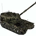Military Tank With Camouflage Pattern Long Gun Barrel Antenna And Tracks