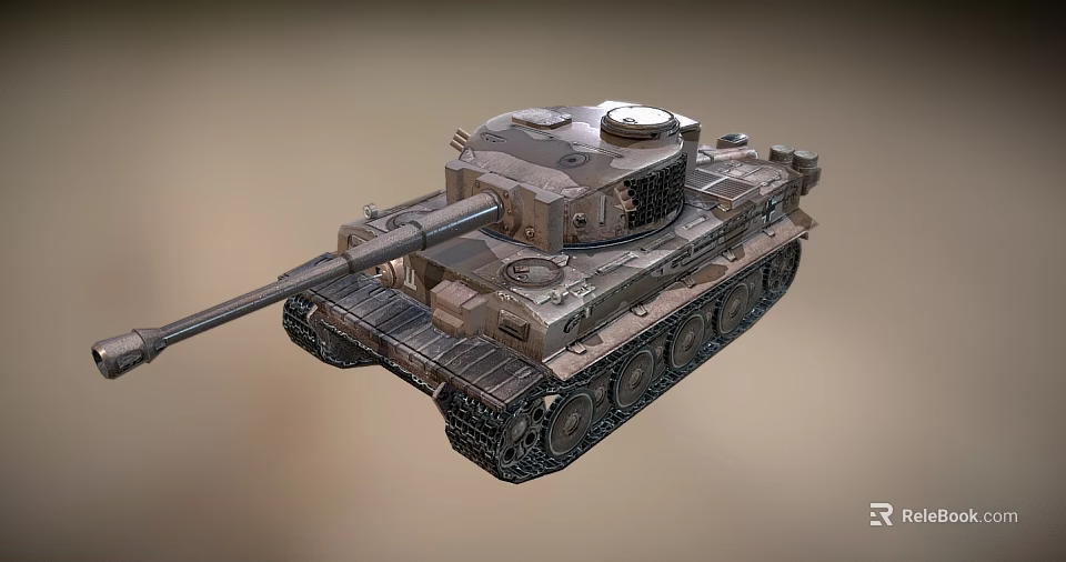 Military Tank With Heavy Cannon Armored Turret And Metal Tracks Design 3d model 