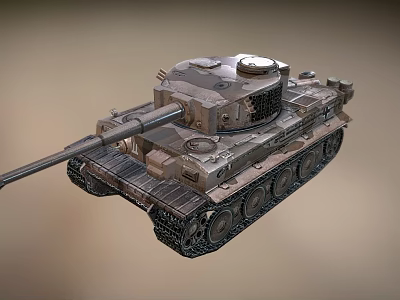 Military Tank With Heavy Cannon Armored Turret And Metal Tracks Design 3d model