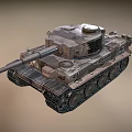 Military Tank With Heavy Cannon Armored Turret And Metal Tracks Design