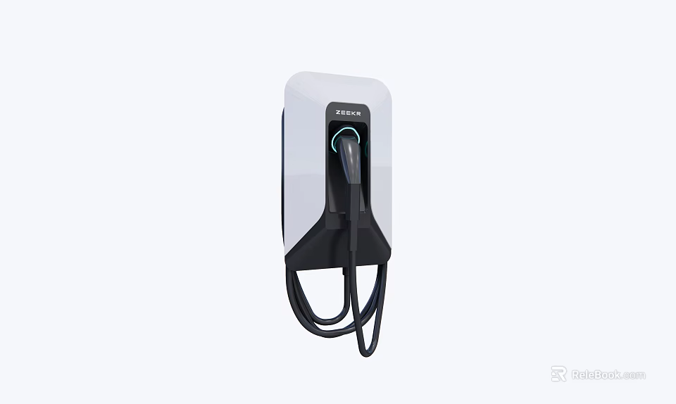 Public Facility Electric Vehicle Charger With Wall Mounted Design And Charging Cable 3d model 