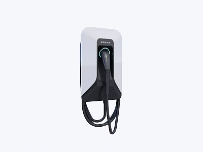 Public Facility Electric Vehicle Charger With Wall Mounted Design And Charging Cable 3d model