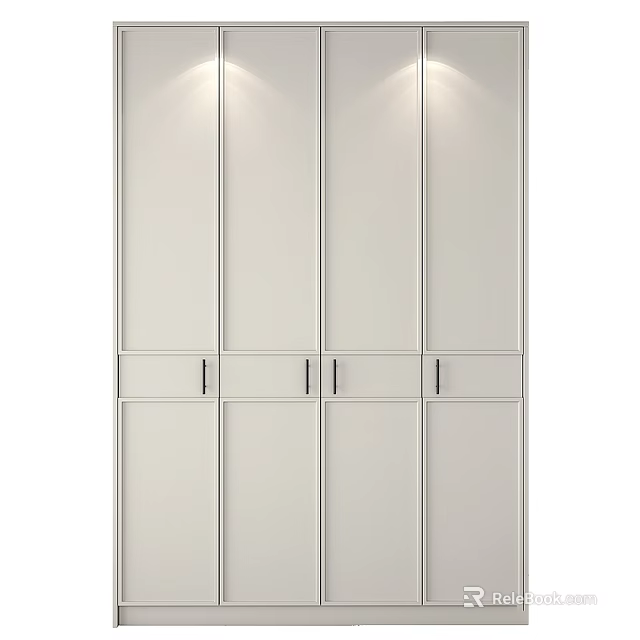 Modern White Chest of Drawers With Multiple Cabinet Doors And Storage Space 3d model 