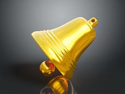 Golden Bell Sculpture With Intricate Carving Shiny Polished Surface And Artistic Decorative Design 3d model