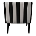Elegant Single Sofa With Black White Striped Fabric Upholstery And Wooden Legs Design