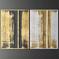 Modern Abstract Wall Art With Gold Black White Brushstroke Texture 3d model