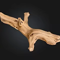 Natural Stone And Wood Decorative Driftwood With Unique Shape And Natural Texture On Black Background