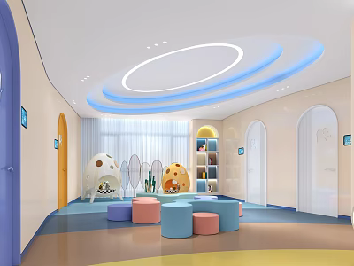 Modern exhibition hall Children's dental science area 3d model
