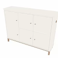 Modern White Wardrobe With Six Cabinet Doors And Light Wooden Legs
