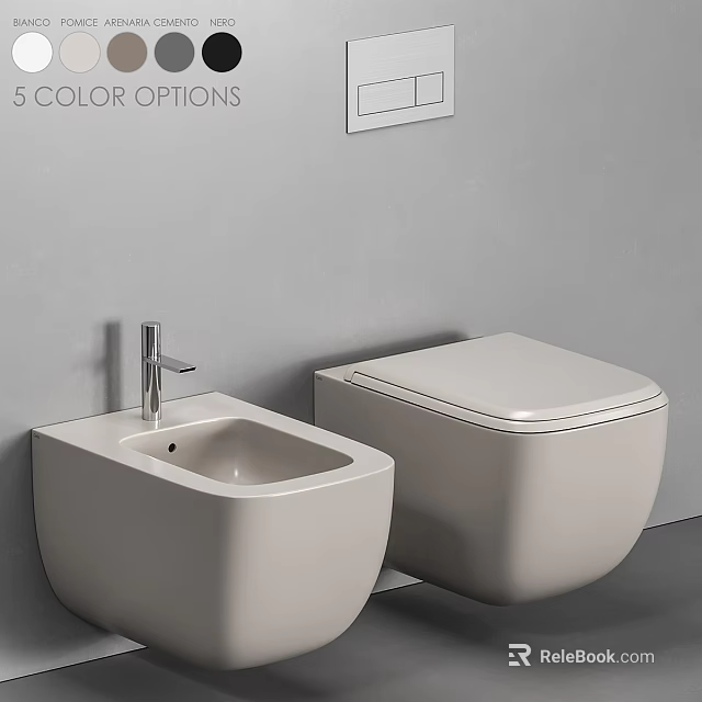 Modern Bathroom Toilet with 5 Color Options and Sleek Sink Design for Contemporary Spaces 3d model 