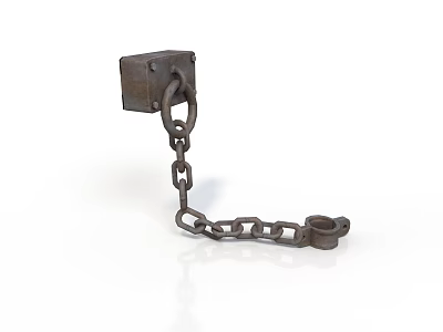 Realistic style iron chain lock padlock chain metal industrial rust mechanical anti-theft safety hardware turn knot two half knot Chinese knot 3d model