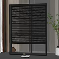 Modern Black Blinds For Indoor Window With Stylish Design And Green Plant Decoration