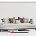 Modern Light Colored Sectional Sofa With Wooden Frame And Decorative Cushions 3d model