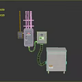 Industrial Mechanical Equipment With Vertical Column Control Box And Base Cabinet 3d model