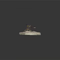 Mechanical Characters And Small Yellow Creatures On White Platform With Structures