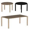 Modern Light Wood And Black Tables Round And Rectangular Shapes 3d model